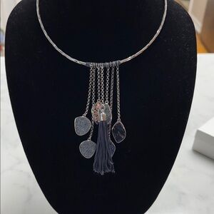 Elegant Silver Adjustable Necklace with Charms and storage pouch